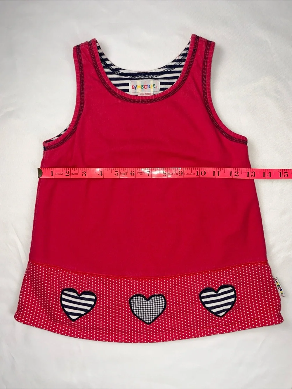 Gymboree 2000s Rainbow Tag Hearts Applique Tank Vintage Dress, Small